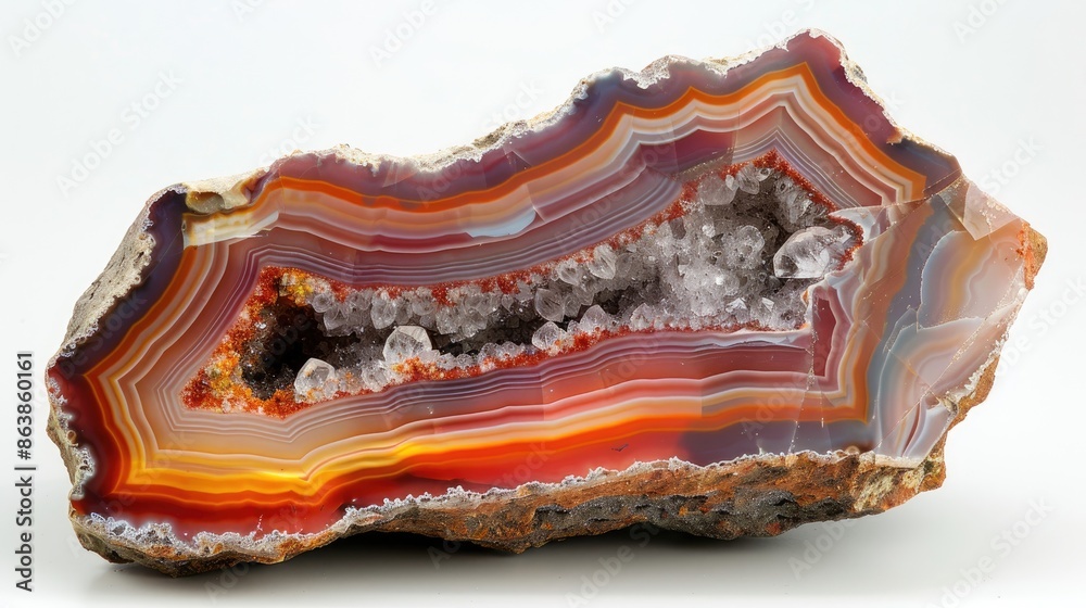 Agate Stone Cut Against White Background Agate Stone Cut Against White Background