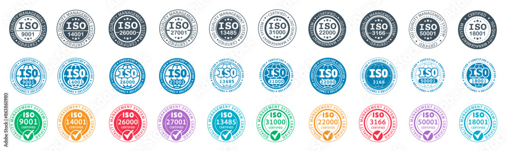 Εκτύπωση καμβά Set of International organization for standardization stamp iso