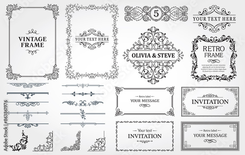 Vintage decorative design elements set 05