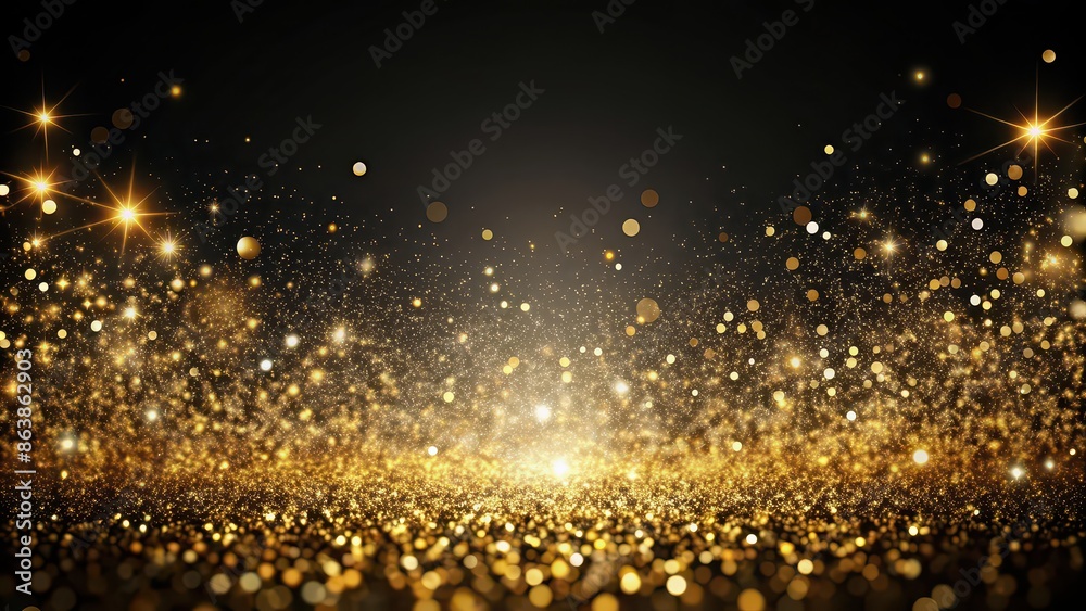 Graphic abstract black gold background with luxurious glitter , luxury