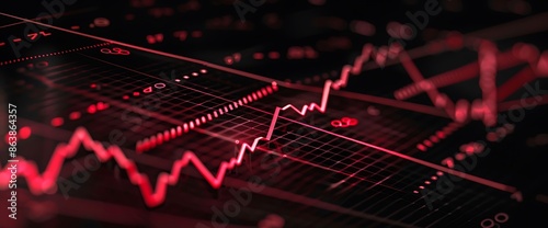 A line graph illustrating a significant drop in stock prices with a red line.