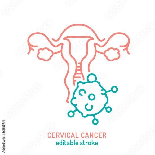 Uterine cervical tumor outline icon. Cervix carcinoma.