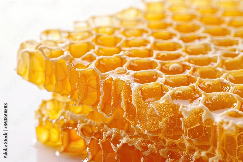 Honeycombs in closeup on white background Honeycombs in closeup on white background