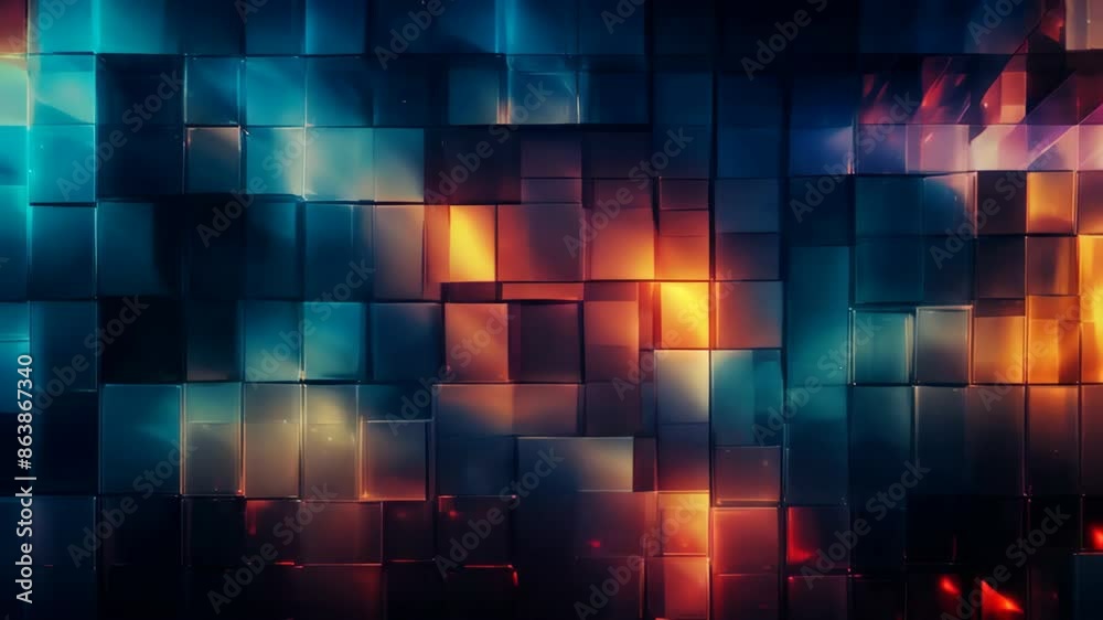 Geometric tech background, animation glowing cubes and mosaic looped 4k Geometric tech background, animation glowing cubes and mosaic looped 4k