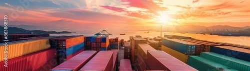 Containers at Sunset with a Breathtaking View photo