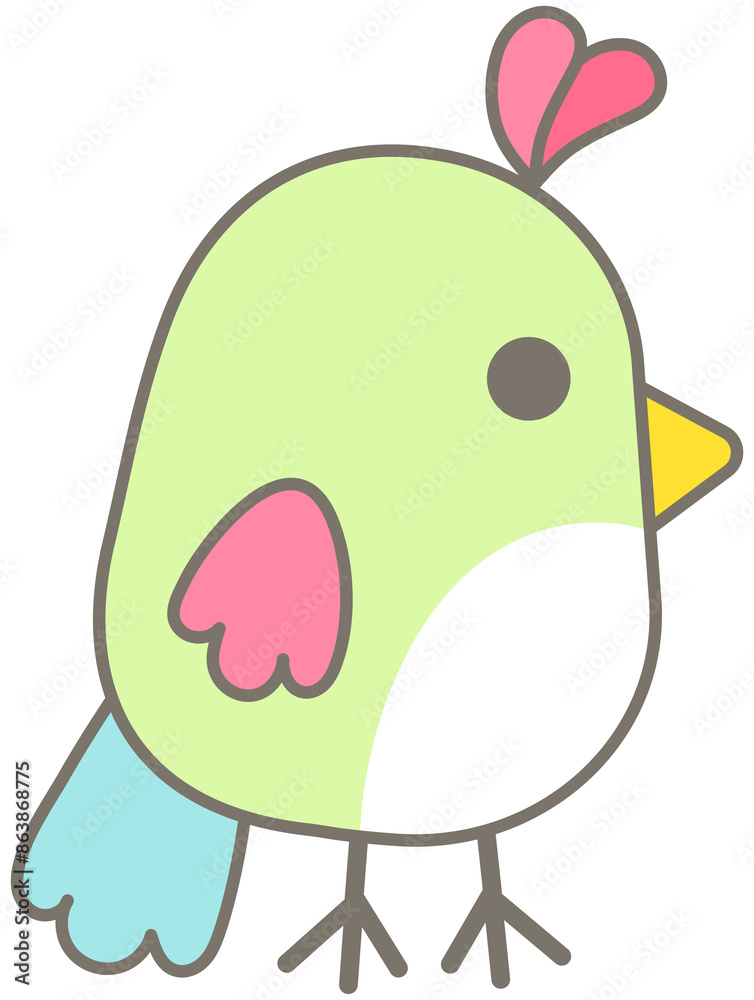 Obraz premium Cute happy farms life in Children Style Cartoon illustration fancy bird