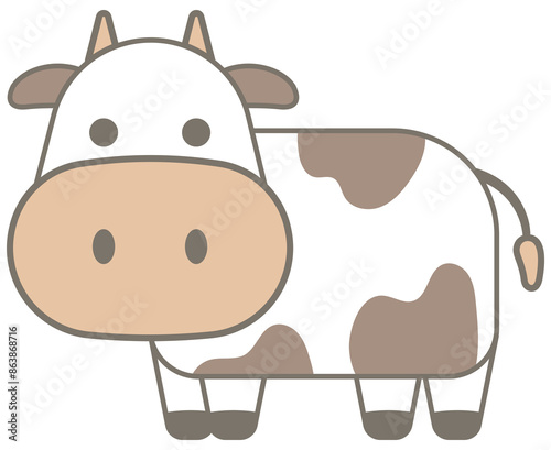 Cute happy farm life in Children Style Cartoon illustration milky cow
