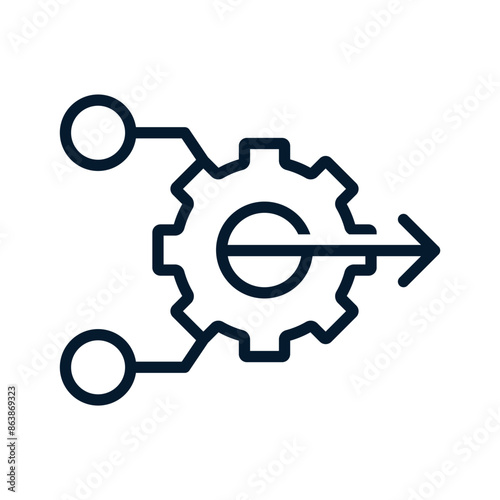 Concept of consolidation, integration. Vector linear icon isolated on white background.