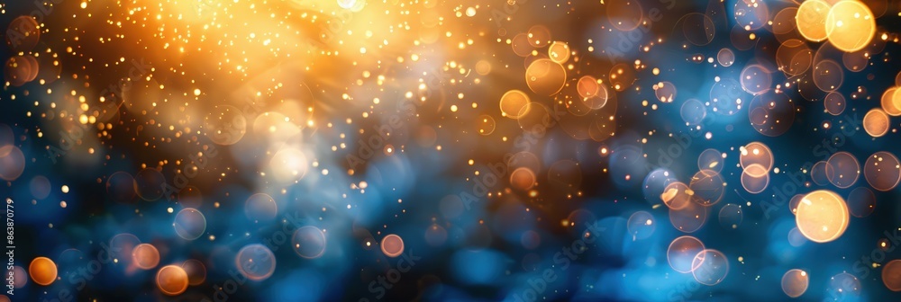 Abstract  Bokeh Background with  Golden and Blue Hues