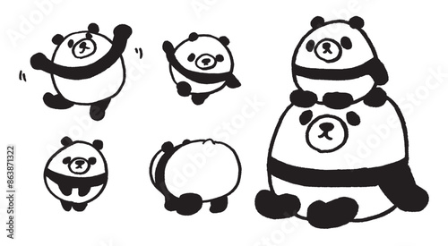 ちょっと変なフォルムのかわいいパンダのキャライラスト