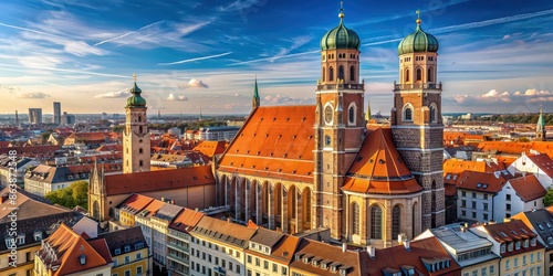 Iconic Frauenkirche in Munich, Germany, known for its twin towers and stunning architecture, Germany, Munich