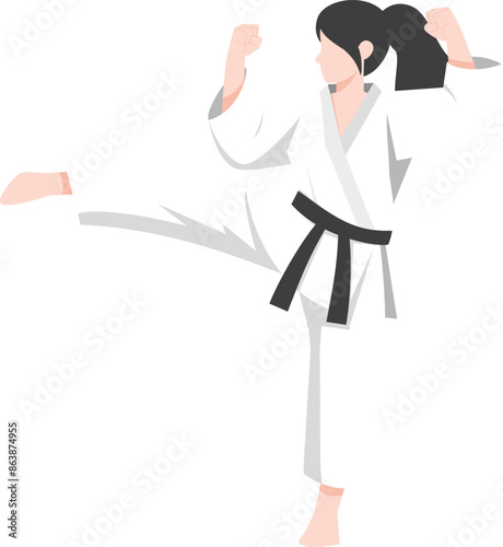 woman karate moves illustration