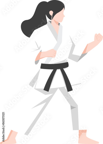 woman karate moves illustration
