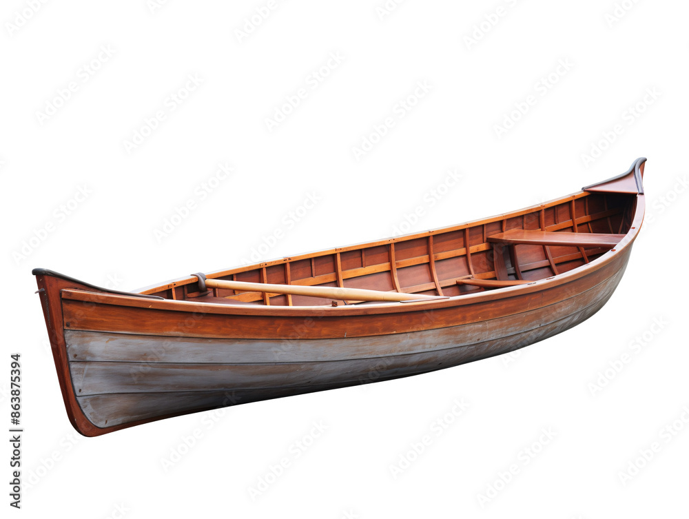 a wooden boat with oar a wooden boat with oar