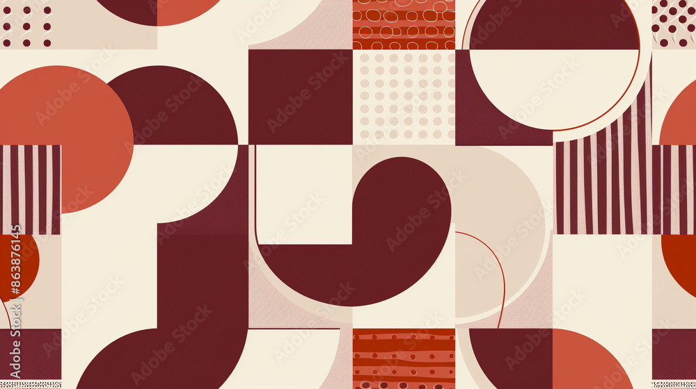 Maroon and Salmon Bauhaus Seamless Pattern Maroon and Salmon Bauhaus Seamless Pattern