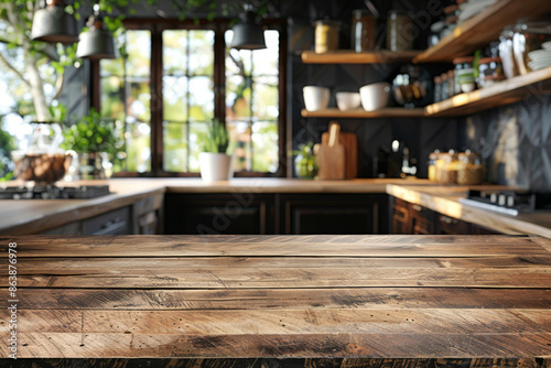 Rustic Kitchen Countertop with a Window View