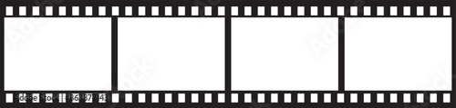 film strip icon used for videography elements, cinema reel. Filmstrip with frames, photo and videos for camera. Old white and black film tapes of 35mm. Realistic film strip on white background.