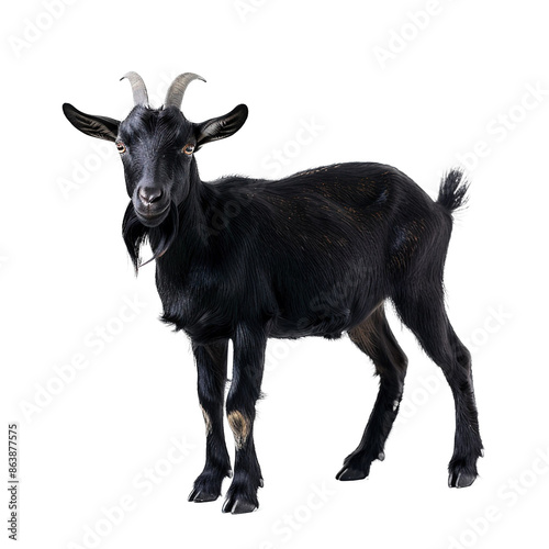 Black Goats standing, isolated on white background  photo