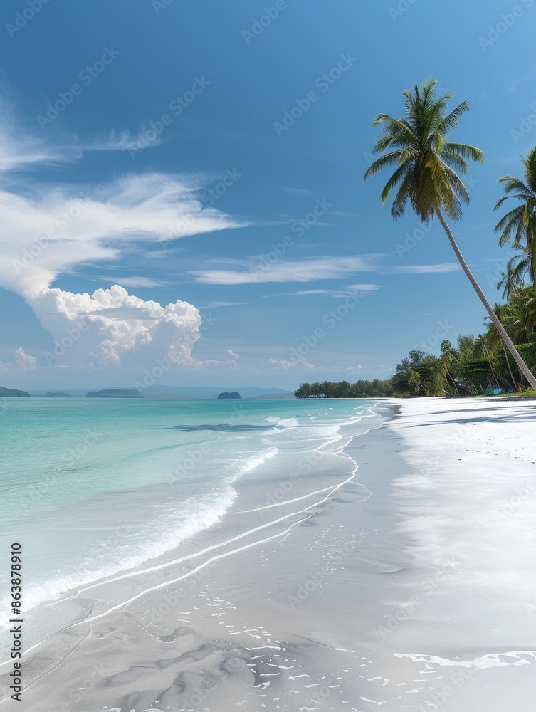 Fototapeta premium Serene Ngapali Beach Paradise - Tropical Palm Trees and Turquoise Waters