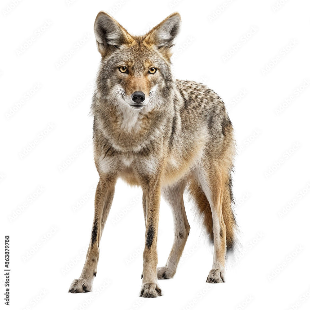 Fototapeta premium coyote standing, on white background