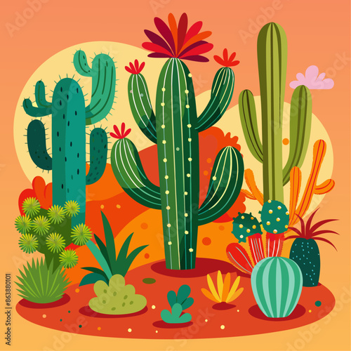 cacti clipart cartoon Illustration drawing