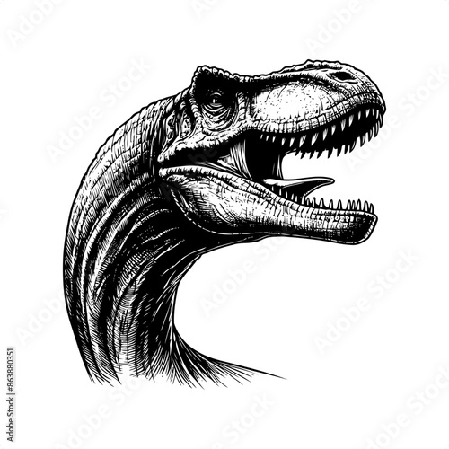 Brachiosaurus in black and white animal illustration