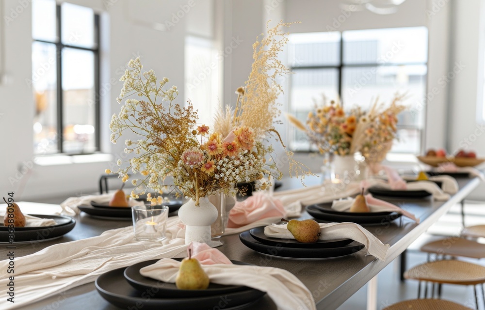 Elegant Spring Dining Table with Floral Arrangements Elegant Spring Dining Table with Floral Arrangements