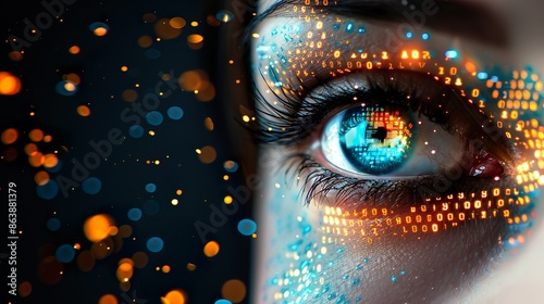 Digital Eye Human Eye Futuristic Technology Cyber Eye Binary Code Data