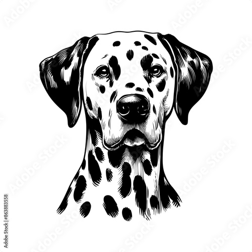 dalmatian in black and white animal illustration