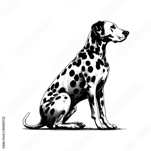 dalmatian in black and white animal illustration