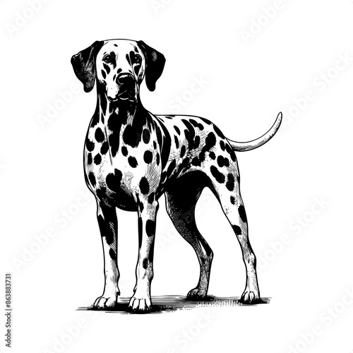 dalmatian in black and white animal illustration