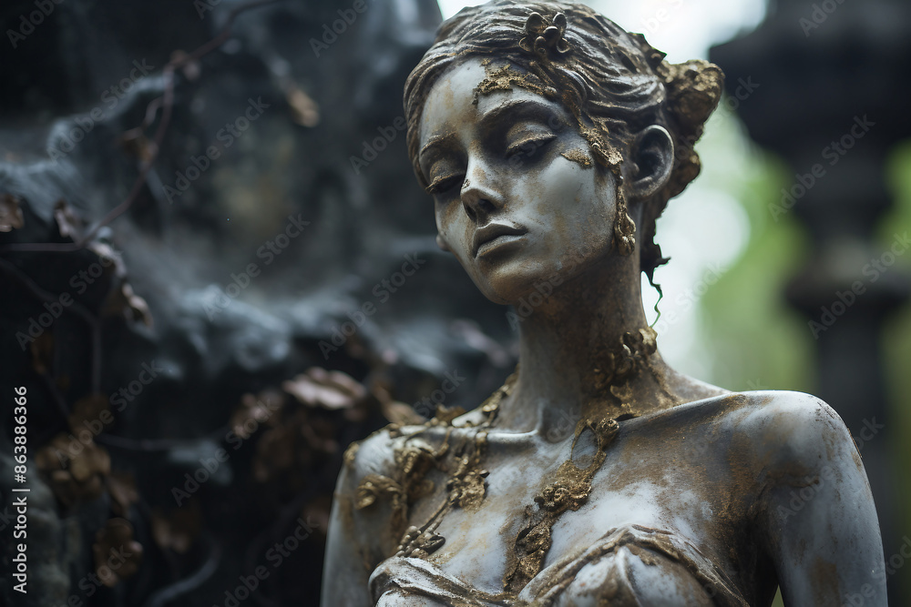AI generated image of a statue at the cemetery AI generated image of a statue at the cemetery