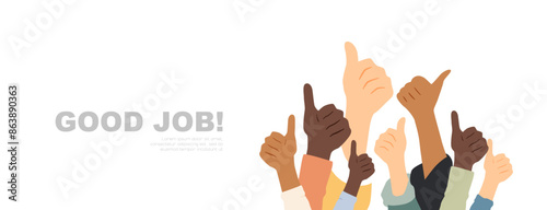  Good Job banner. The set of hands with thumbs up.