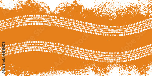 Tire wheel mark of car on background of grunge splash. Vector illustration