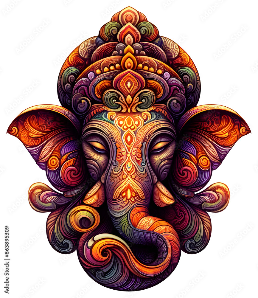 Ethnic decorative illustration of Ganesh