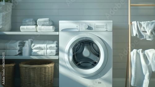 The washing machine in bathroom photo