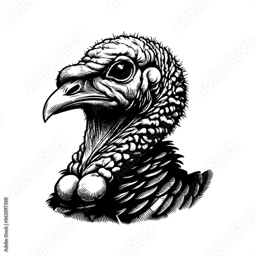 turkey in black and white animal illustration