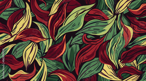 Maroon and Green Fauvism Seamless Pattern