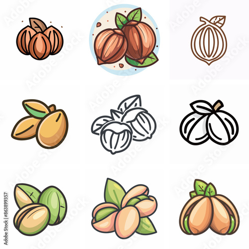 nuts line icon illust