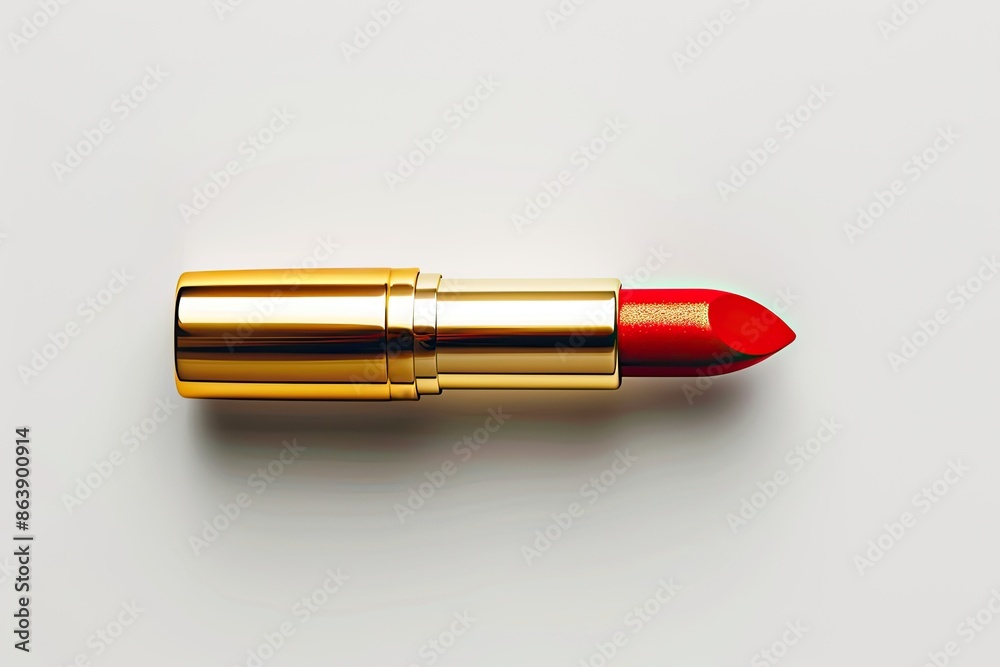 Red lipstick in gold isolated on white background Red lipstick in gold isolated on white background