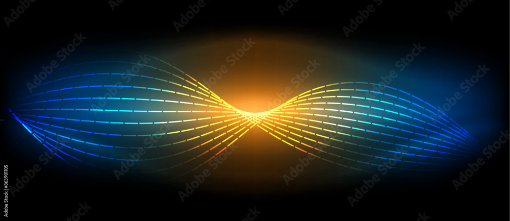 Neon wave lines with blend effect. Vector Illustration For Wallpaper, Banner, Background, Card, Book Illustration, landing page Neon wave lines with blend effect. Vector Illustration For Wallpaper, Banner, Background, Card, Book Illustration, landing page