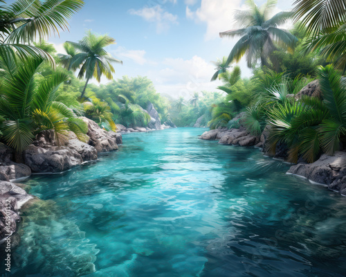 Discover a Tropical Island Lagoon with Crystal Clear Water A Perfect Idyllic Paradise Retreat for Beach Lovers and Nature Enthusiasts photo