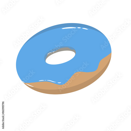 Doodle doughnut blue berry fast food cake sweet summer illustration simple draw that can be used for social media, sticker, wallpaper, e.t.c with blue brown colors