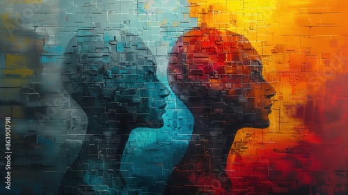 Abstract Dual Silhouettes with Gradient Background