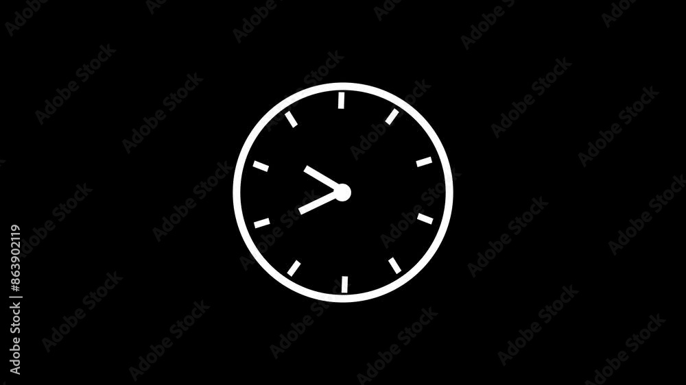 Clock icon. Back black background 4k animation. Clock icon. Back black background 4k animation.