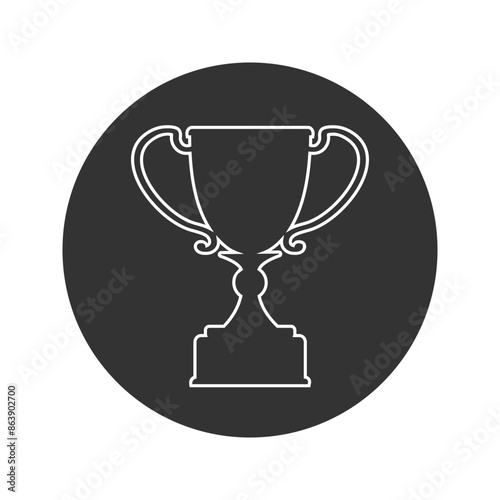 Best simple championship or competition trophy line icon isolated white background. Flat style cup trophy icon. Vector illustration