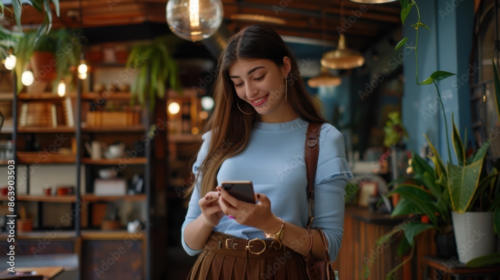 Fototapeta premium The woman using smartphone