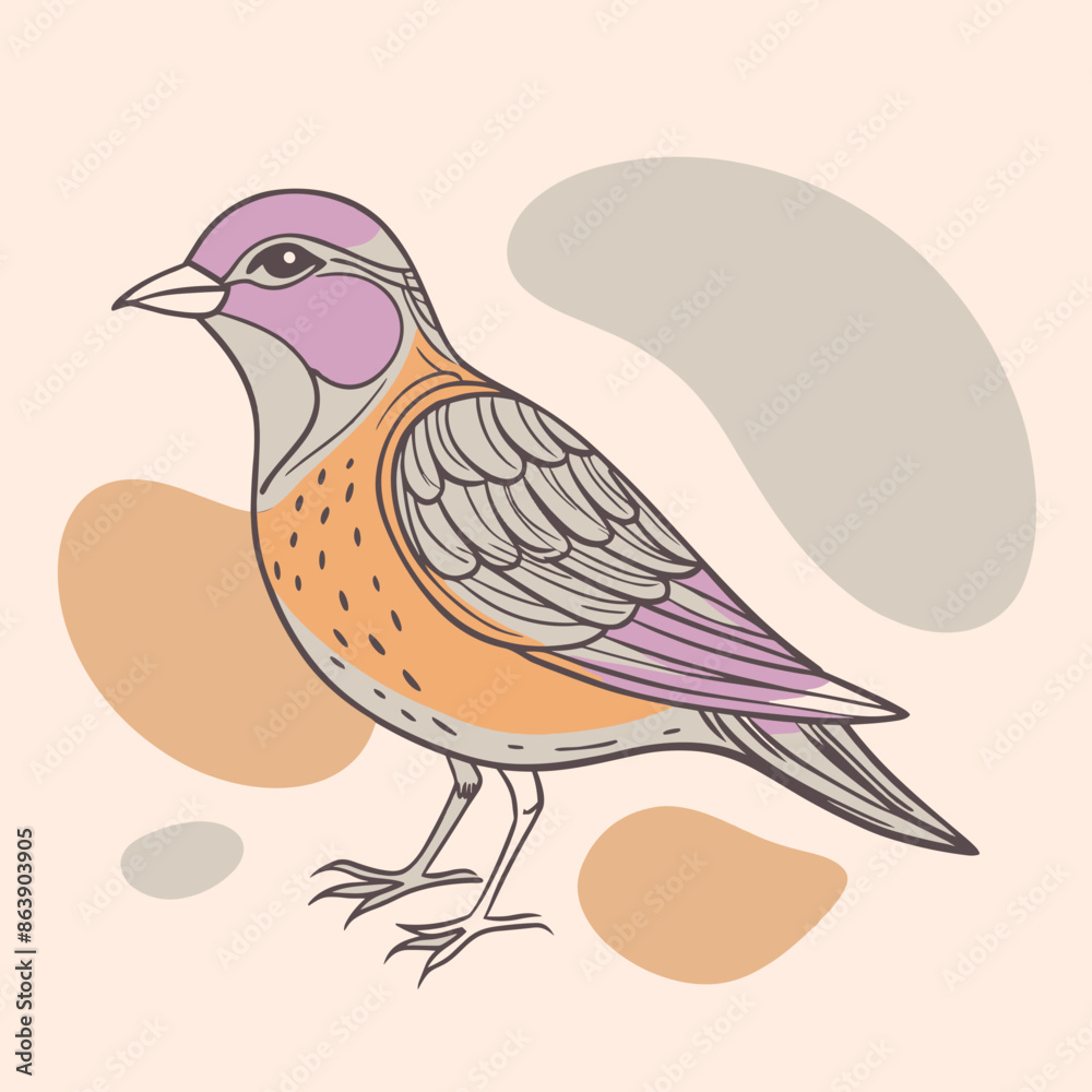 Fototapeta premium Artistic bird illustration with abstract background, muted colors, wildlife