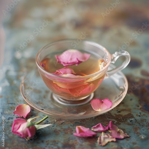 cup of tea with flowers