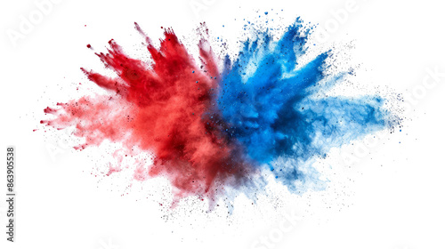 Wallpaper Mural bright red and blue paint color powder festival explosion burst isolated white background. Torontodigital.ca